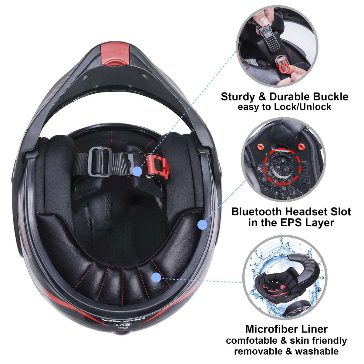 Full Face Motorcycle Helmet DOT Approved Modular with Anti-Fog Dual Visors E330