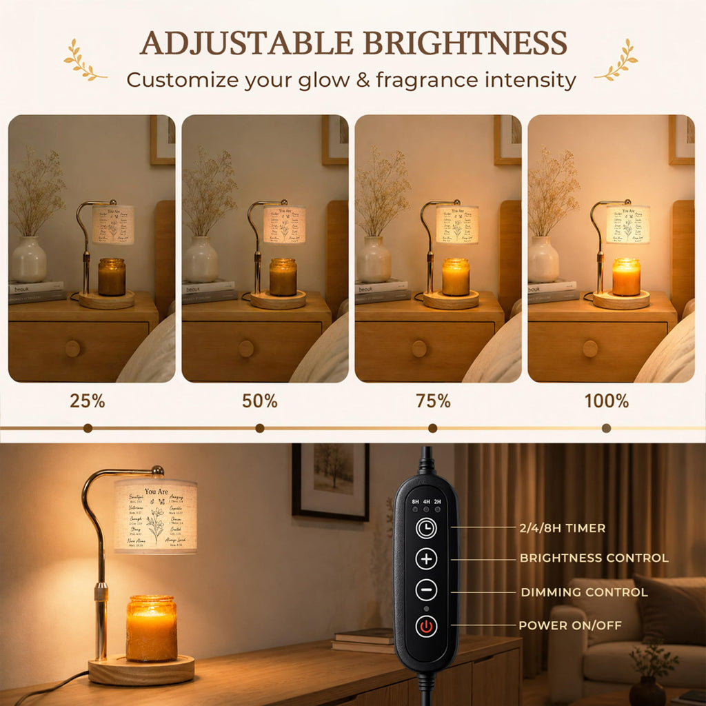 Candle Warmer Lamp with Timer Dimmable Height Adjustable G42945