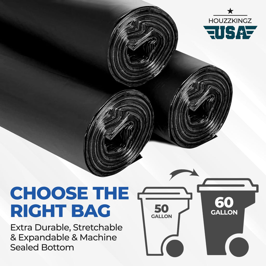 55 Gallon 20 Black Heavy Duty Trash Bags P569824
