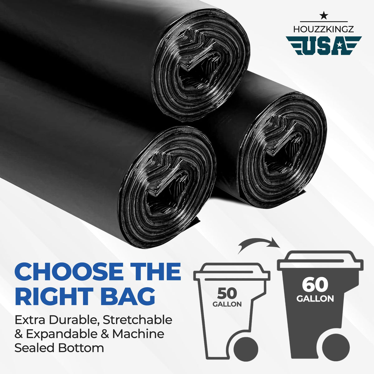 55 Gallon 20 Black Heavy Duty Trash Bags P569824
