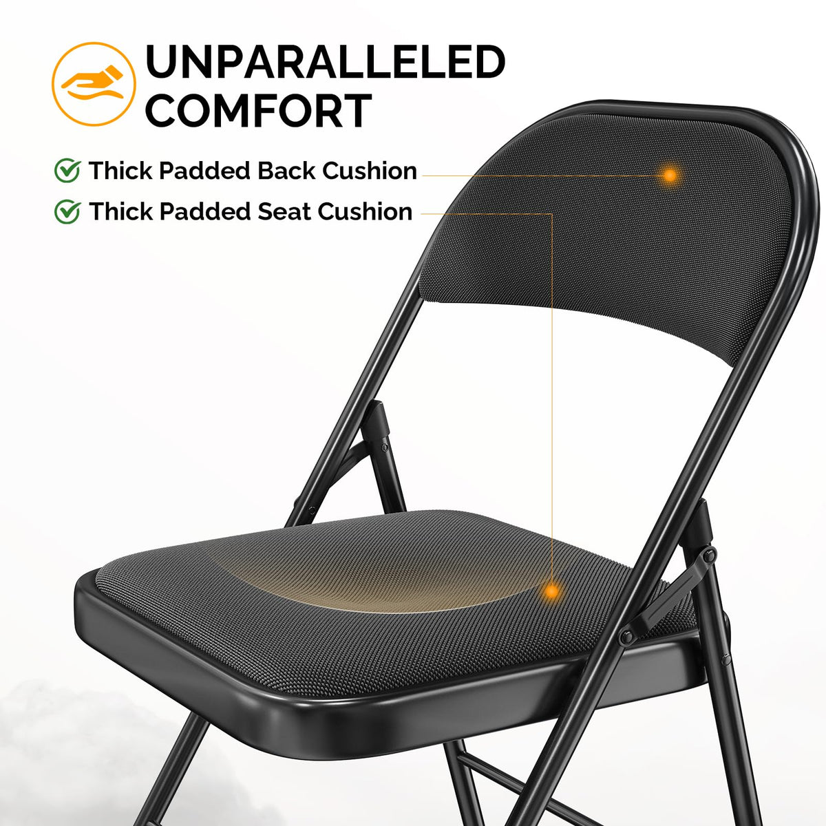 Black Fabric Padded Folding Chairs 10 Pack T728269