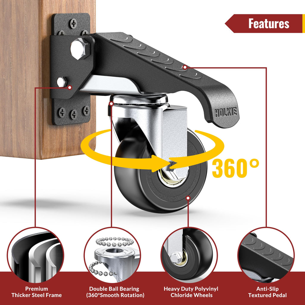 Heavy Duty Retractable Casters 700 lbs 4 Casters W37517