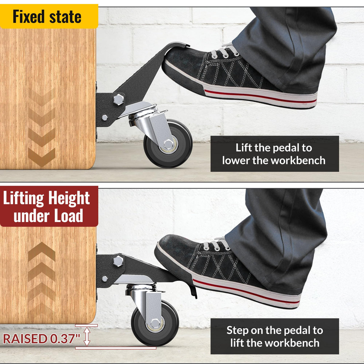 Heavy Duty Retractable Casters 700 lbs 4 Casters W37517