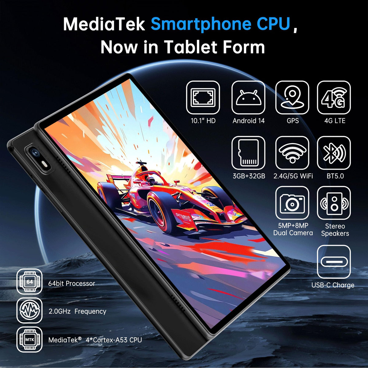 Android 14 Tablet with Sim Card Slot 10GB+32GB 10 inch Tablet C6803