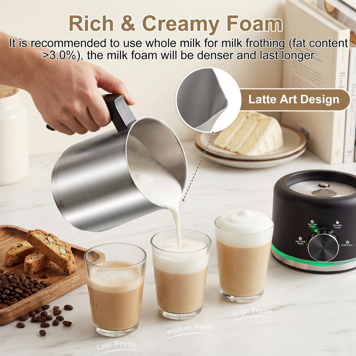 Black Electric Milk Frother and Steamer X144