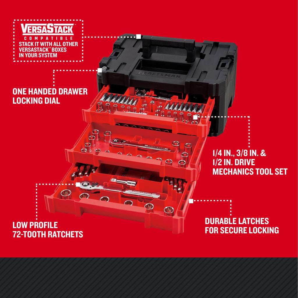 230 Pcs Mechanics Tool Set Socket Wrench Set with Toolbox L6147