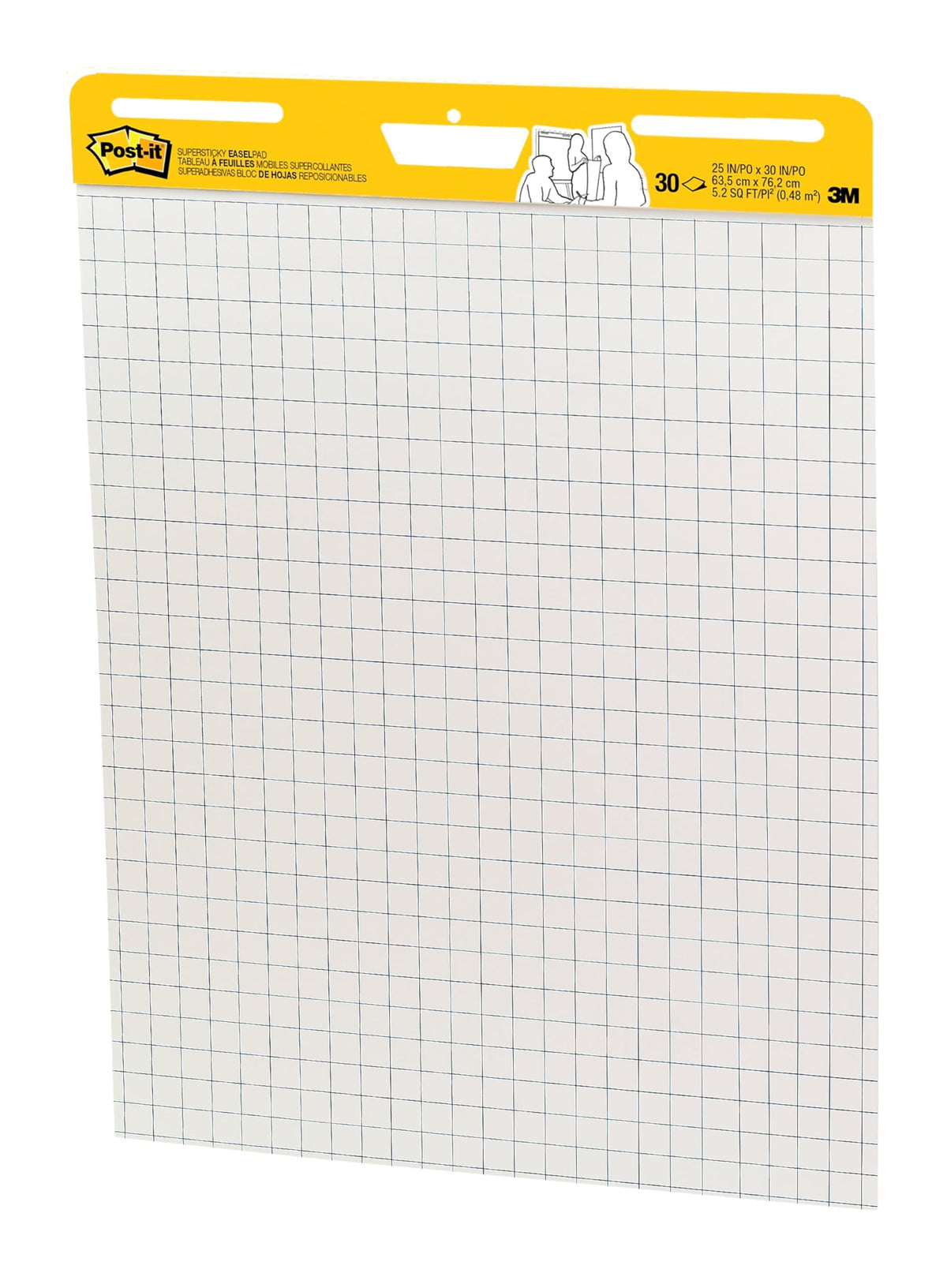 Super Sticky Easel Pad 25-Inch x 30-Inch White with Grid 30 Sheets/Pad N4259