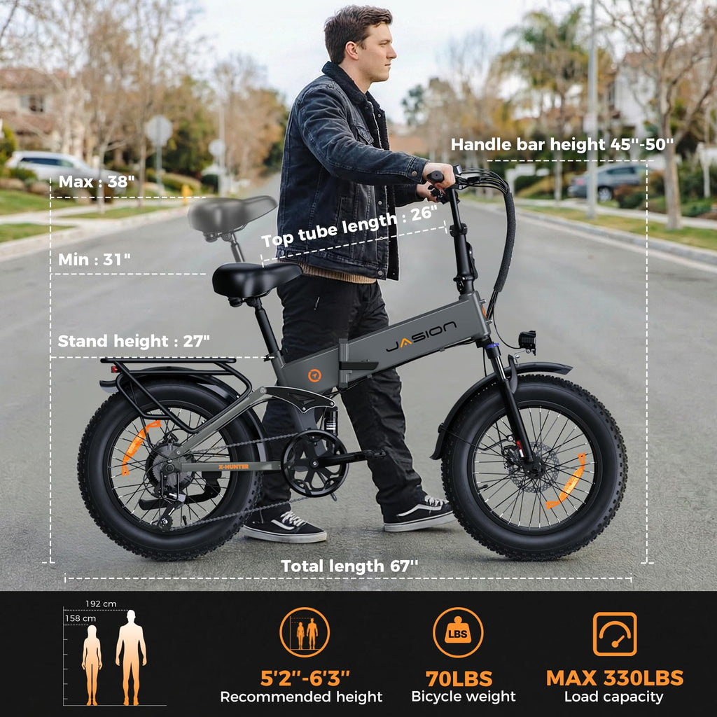 1400W 30MPH 48V 13AH Fat Tire Foldable Electric Bike S3362
