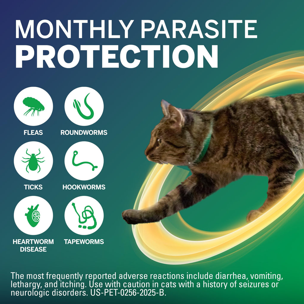 Flea and Tick Protection Plus Heartworm Disease Preventive for Cats 3 Doses N308