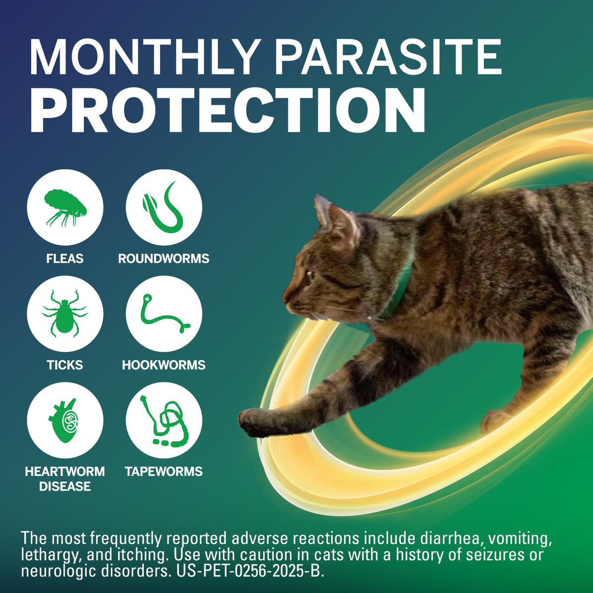 Flea and Tick Protection Plus Heartworm Disease Preventive for Cats 3 Doses N308