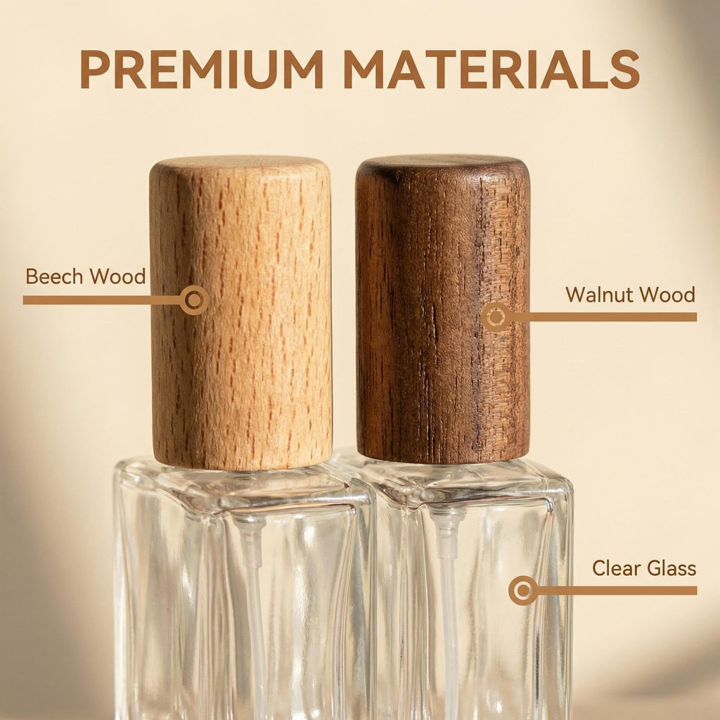 2 Pcs 15ml Clear Mini Glass Perfume Bottle with Wood Lid S923