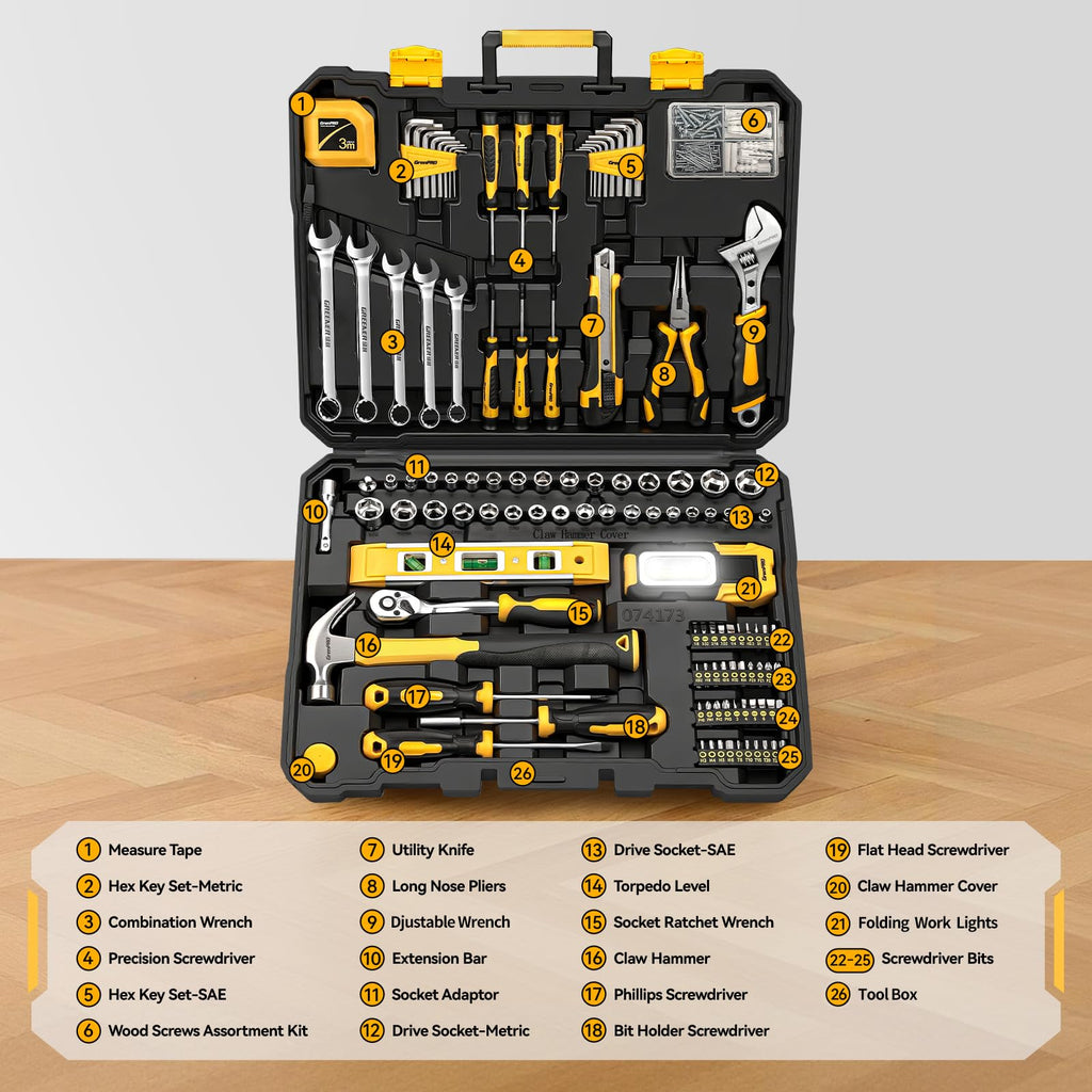 219 Pc Home Auto Mechanic Hand Tool Kit with Storage Tool Box C72945