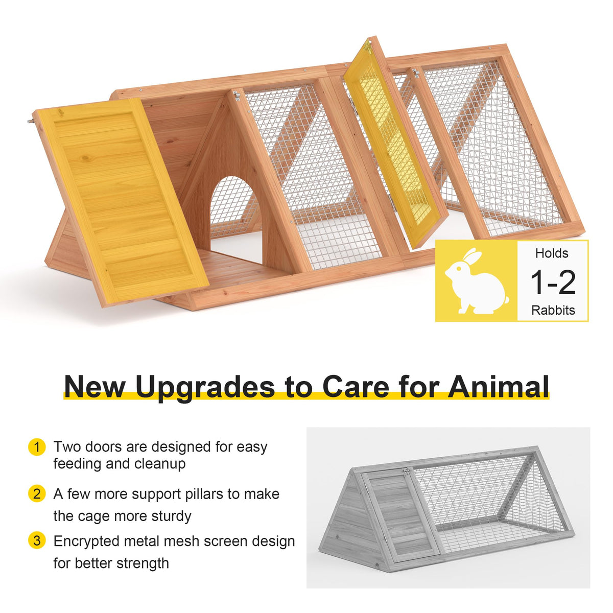 A-Frame Rabbit Hutch with Run Cage U8908
