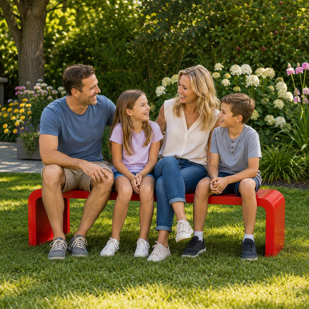 Red Metal Outdoor Patio Garden Bench 660lbs 39in Q3199