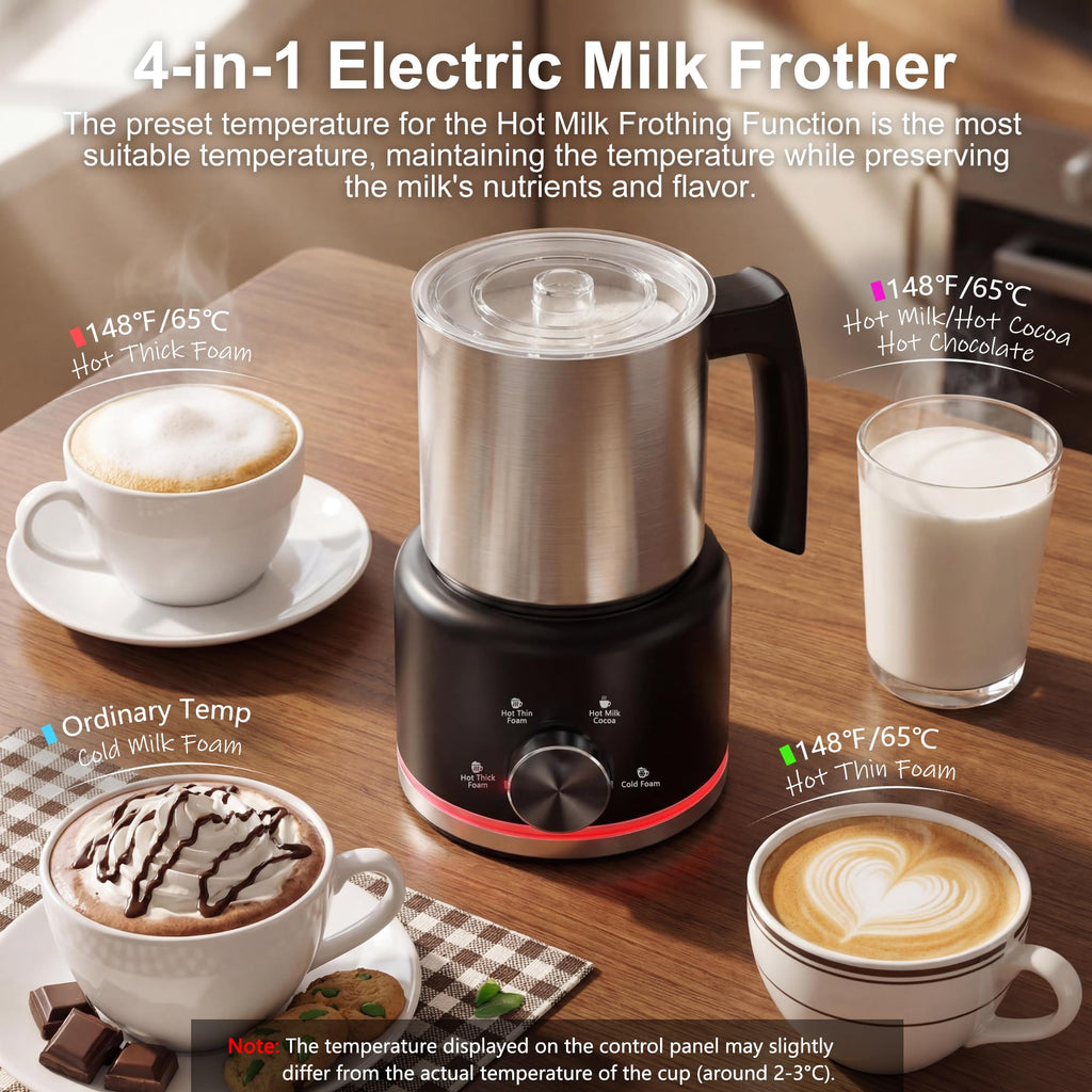 Black Electric Milk Frother and Steamer X144