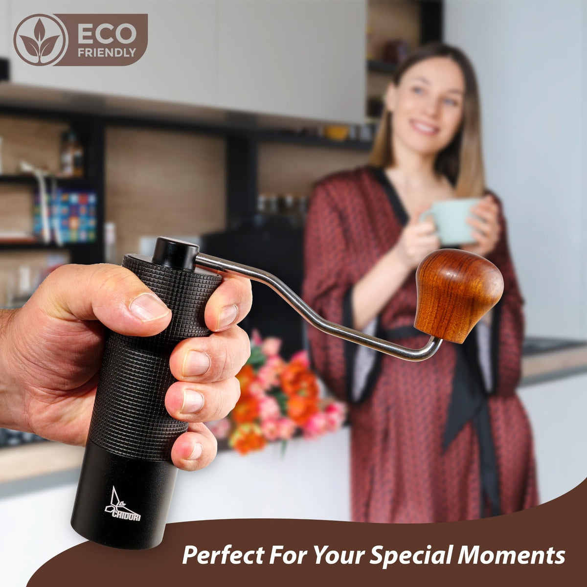 Manual Hand Crank Stainless Steel Conical Burr Coffee Grinder C496