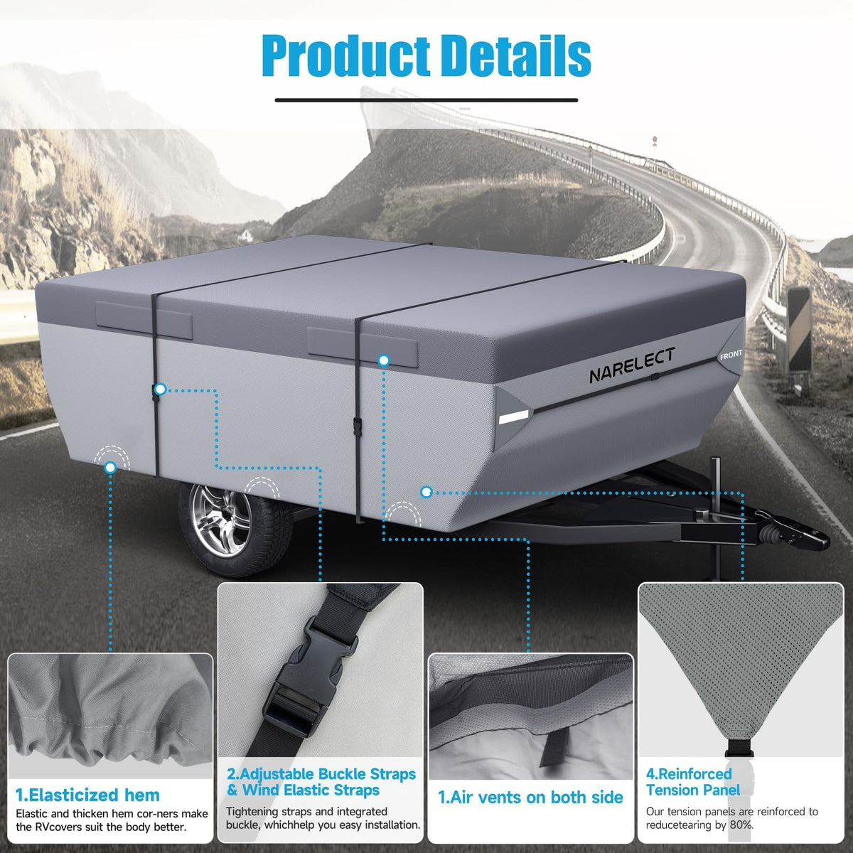14'-16' 7 Layers Waterproof Anti-UV Ripstop Pop up Camper Cover J79513