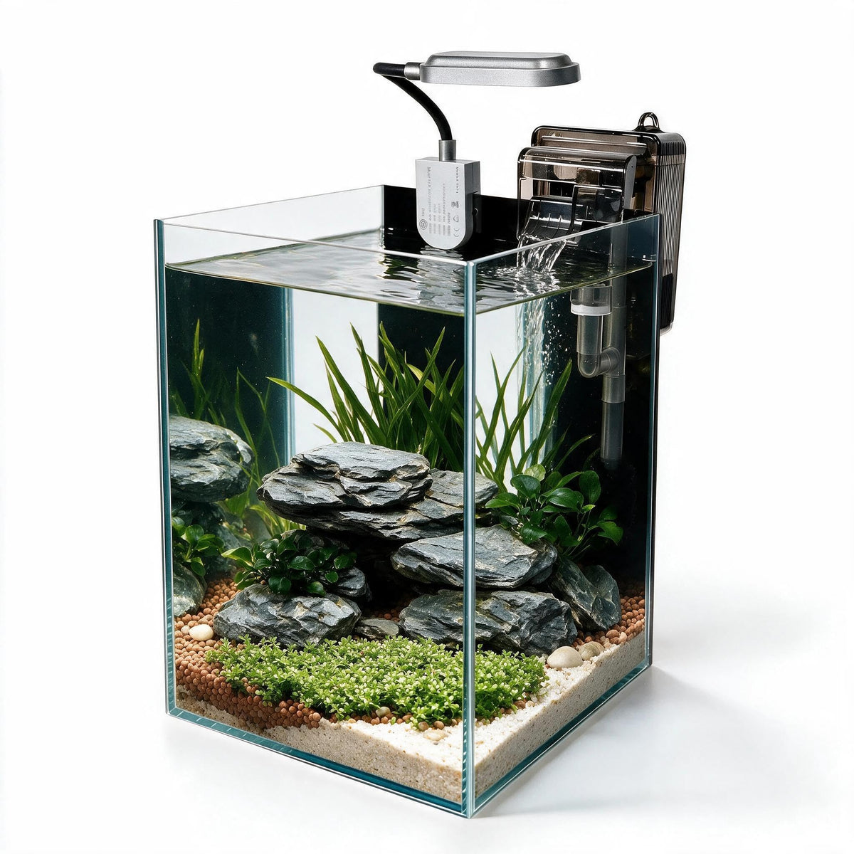 1.5 Gallon Glass Aquarium Starter Kit with Filter and LED Light A289