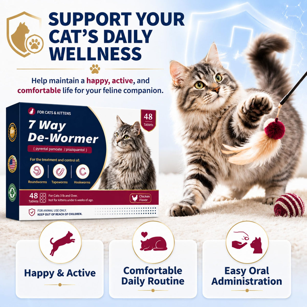 Broad Spectrum Cat & Kitten Dewormer, Chicken Flavor T584