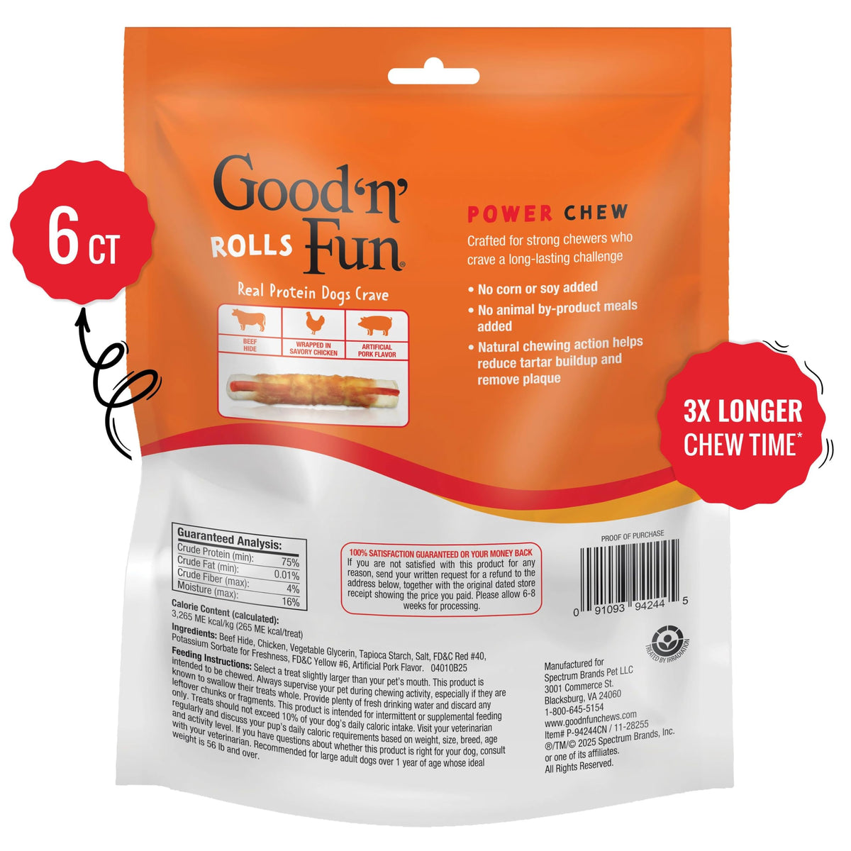 Long-Lasting Dog Treat for Large Dogs, 6 Count G902471