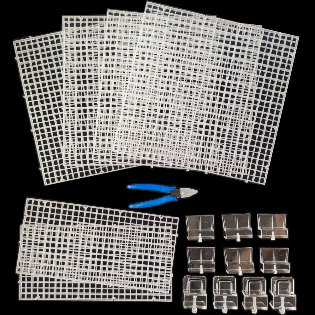 Aquarium Cover Kit 6 Customizable Plastic Grid Lid with Clips Z247926