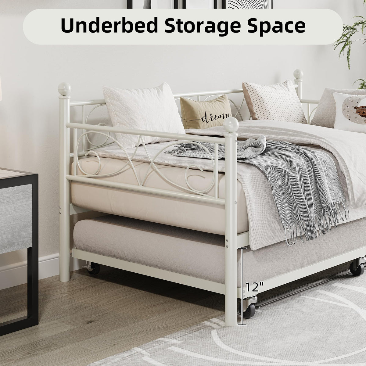 White Twin Daybed with Trundle A336590