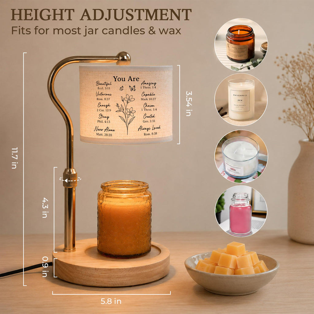 Candle Warmer Lamp with Timer Dimmable Height Adjustable G42945