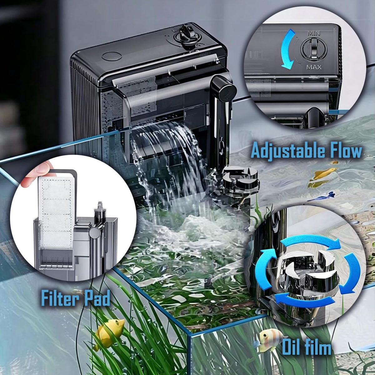 1.5 Gallon Glass Aquarium Starter Kit with Filter and LED Light A289