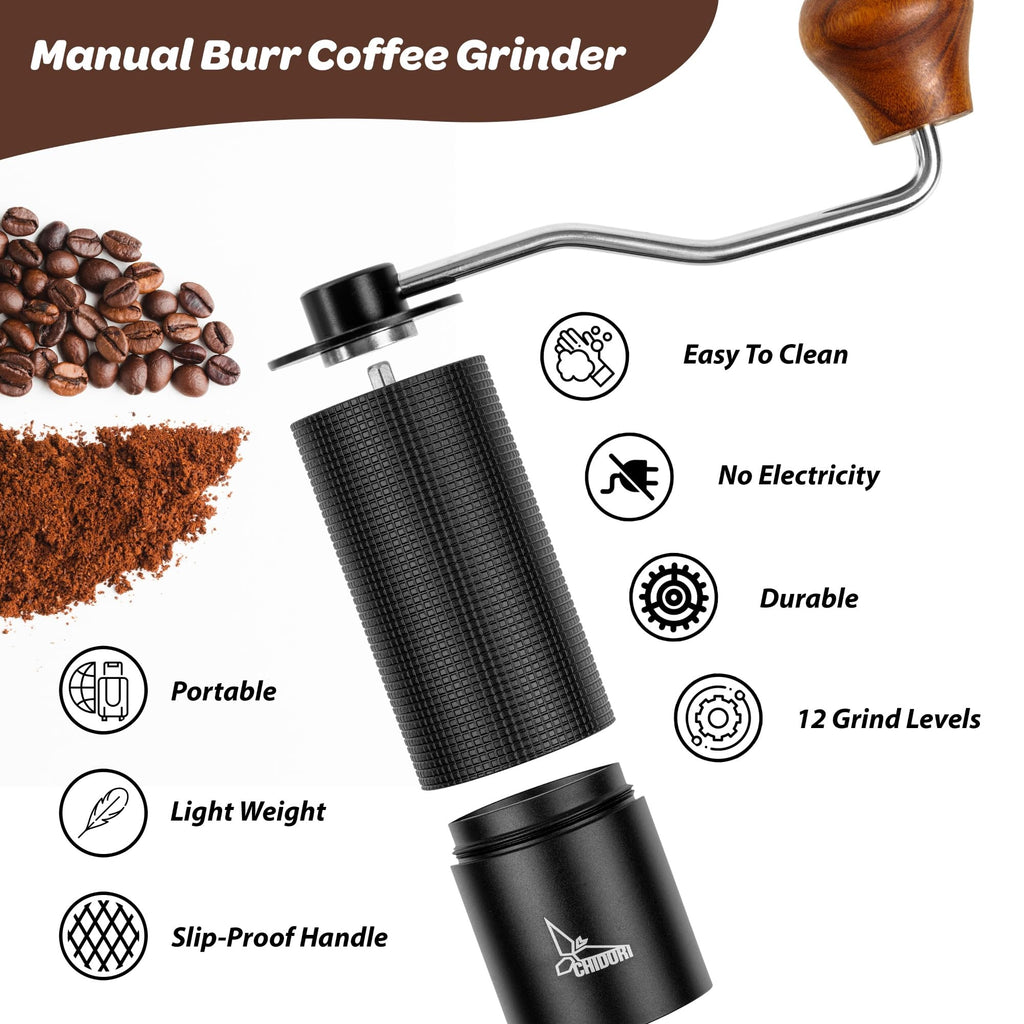 Manual Hand Crank Stainless Steel Conical Burr Coffee Grinder C496