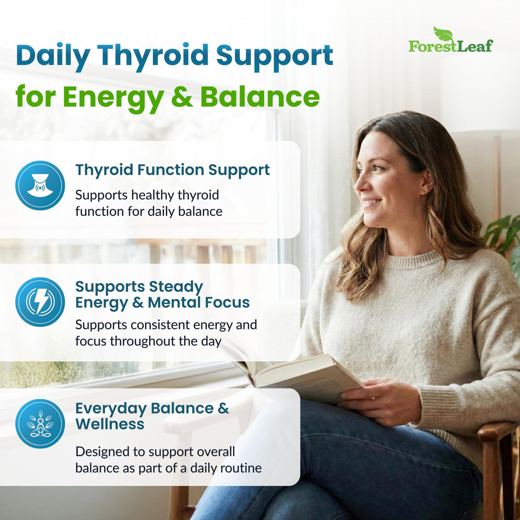 All Natural Thyroid Support Supplement with Iodine, B12, Zinc, Selenium, Ashwagandha - 60 Vegetarian Capsules K182