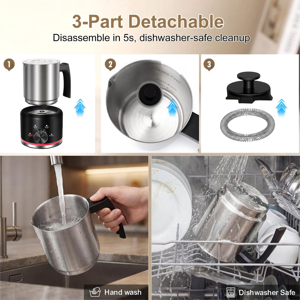 Black Electric Milk Frother and Steamer X144