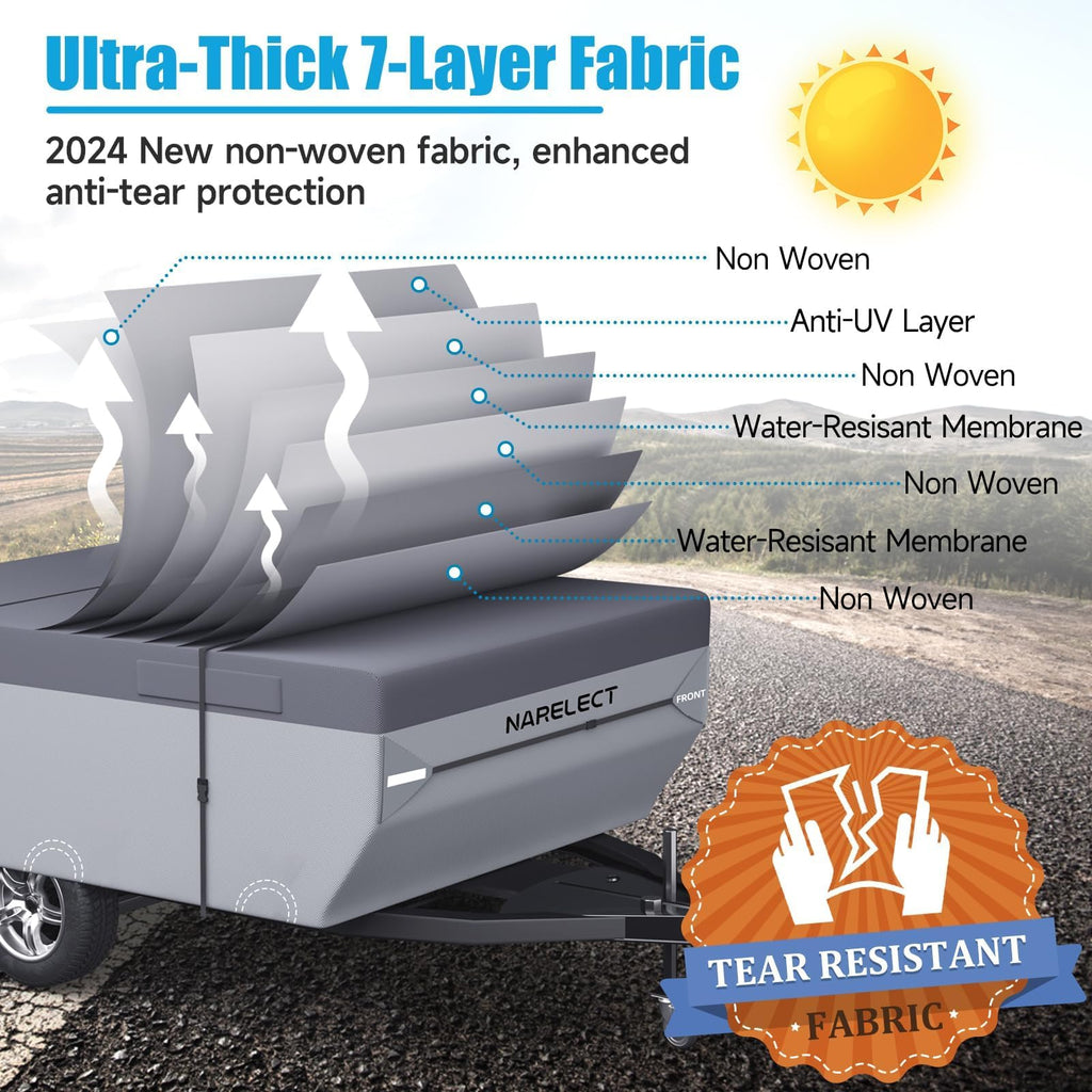 14'-16' 7 Layers Waterproof Anti-UV Ripstop Pop up Camper Cover J79513