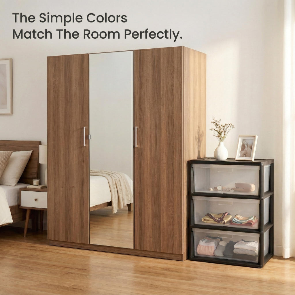 Black 3 Drawer Storage Organizer Tower with Clear Plastic Bins G4372
