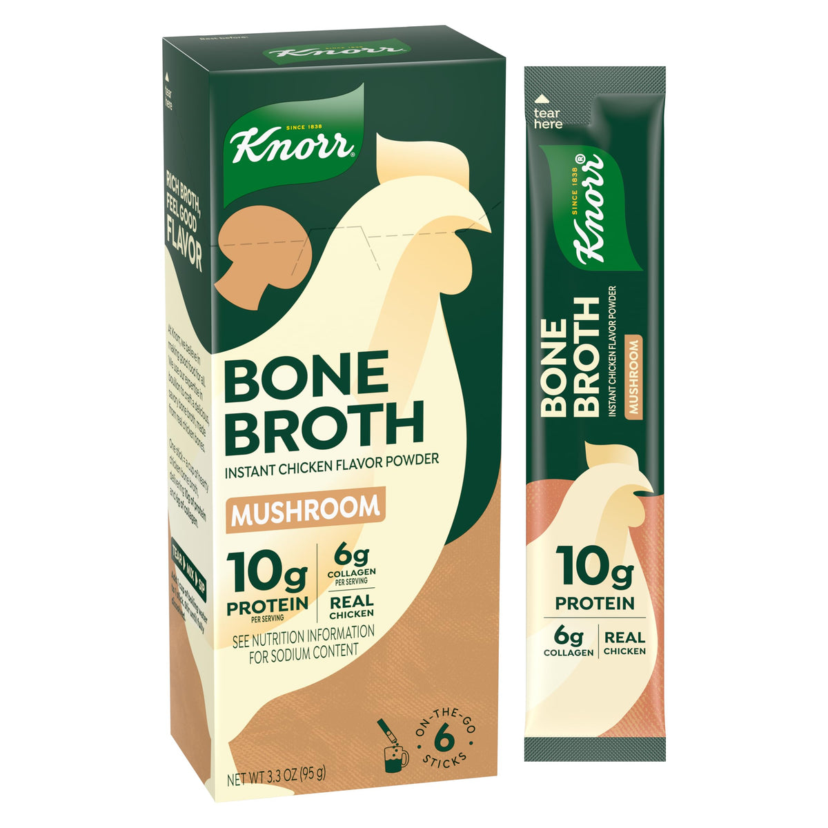 Mushroom Chicken Bone Broth 6 Count Powder Mix Packets N46921