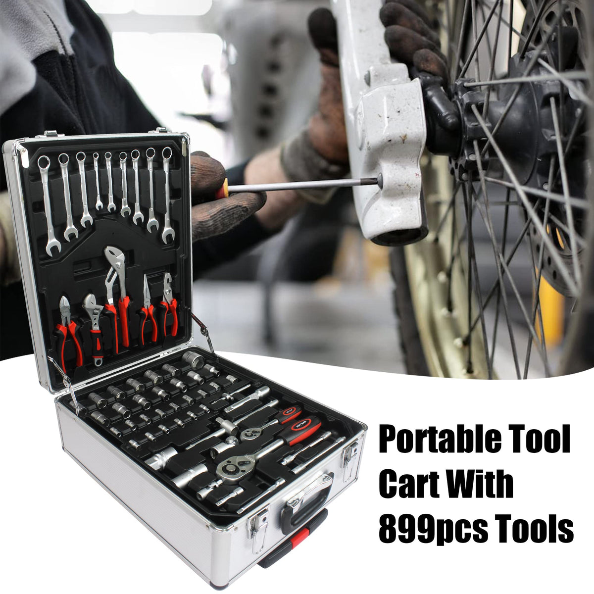 899-Piece Household Tool Set with Rolling Case G2516