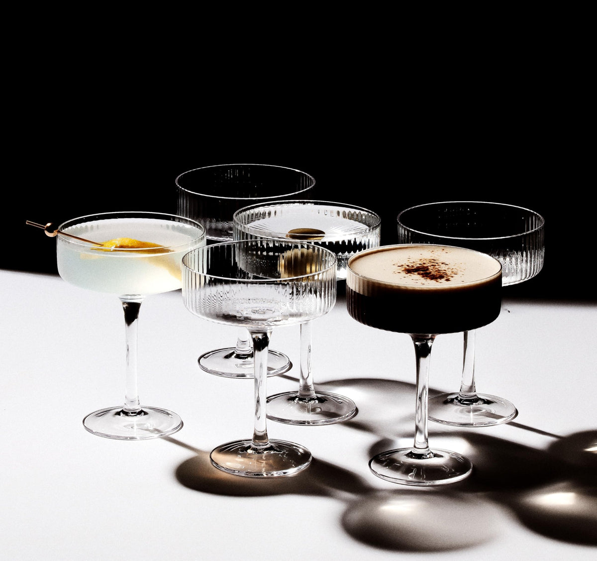Clear Ribbed Martini Coupe Glasses Set of 2 M82309
