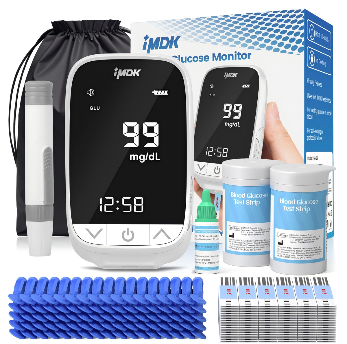 Blood Glucose Monitor Kit with 100 Strips and 100 Lancets B871
