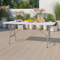 6-Foot Granite White Plastic Folding Table D4190