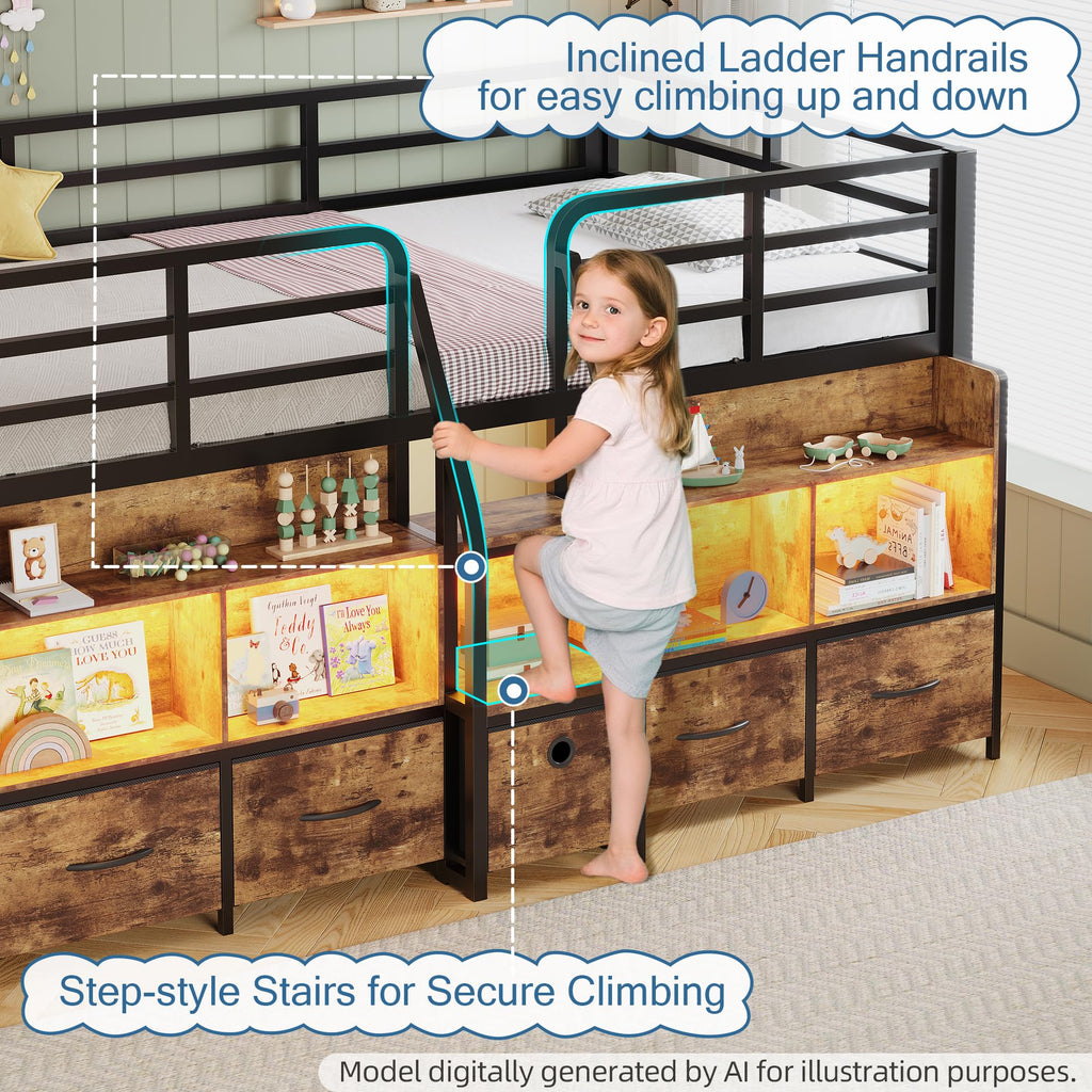Twin Low Loft Bed with 5 Storage Drawers and 6 Bookcase Z29327