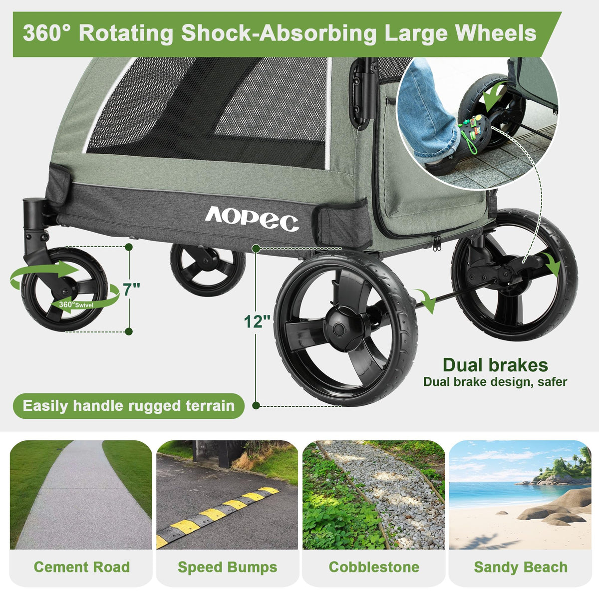 Green Dog Stroller 160 lbs Capacity K729014
