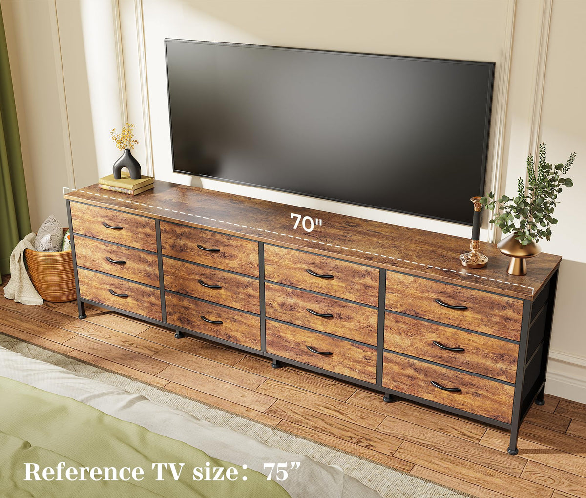 70 Inch 12 Fabric Drawer Dresser A675945