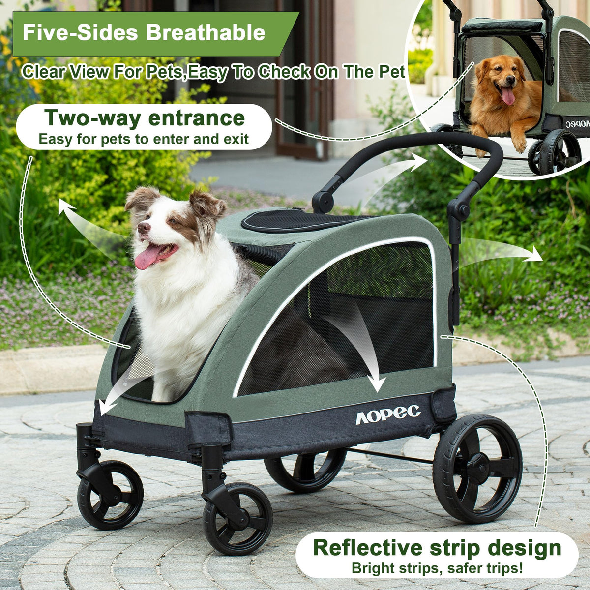 Green Dog Stroller 160 lbs Capacity K729014