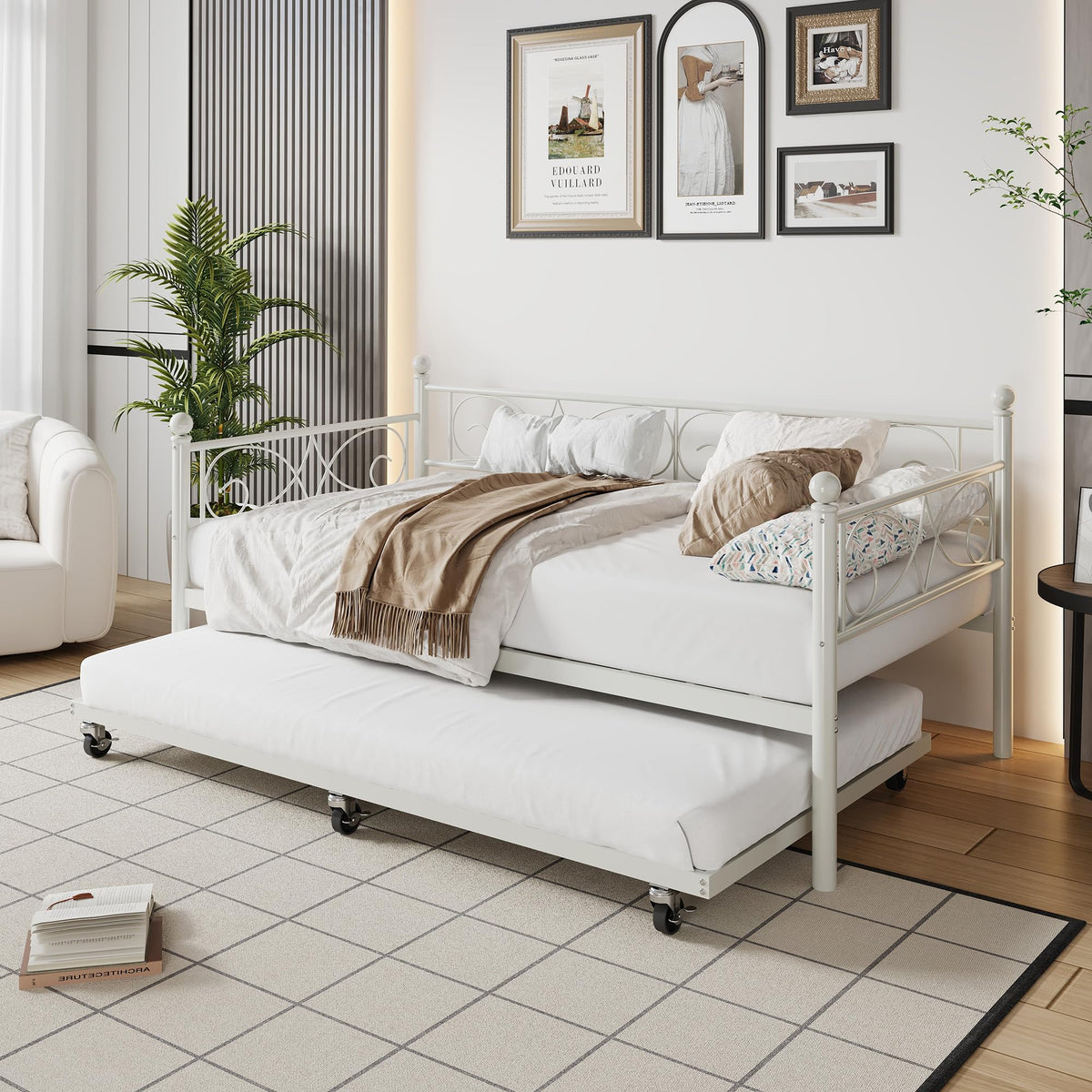White Twin Daybed with Trundle A336590