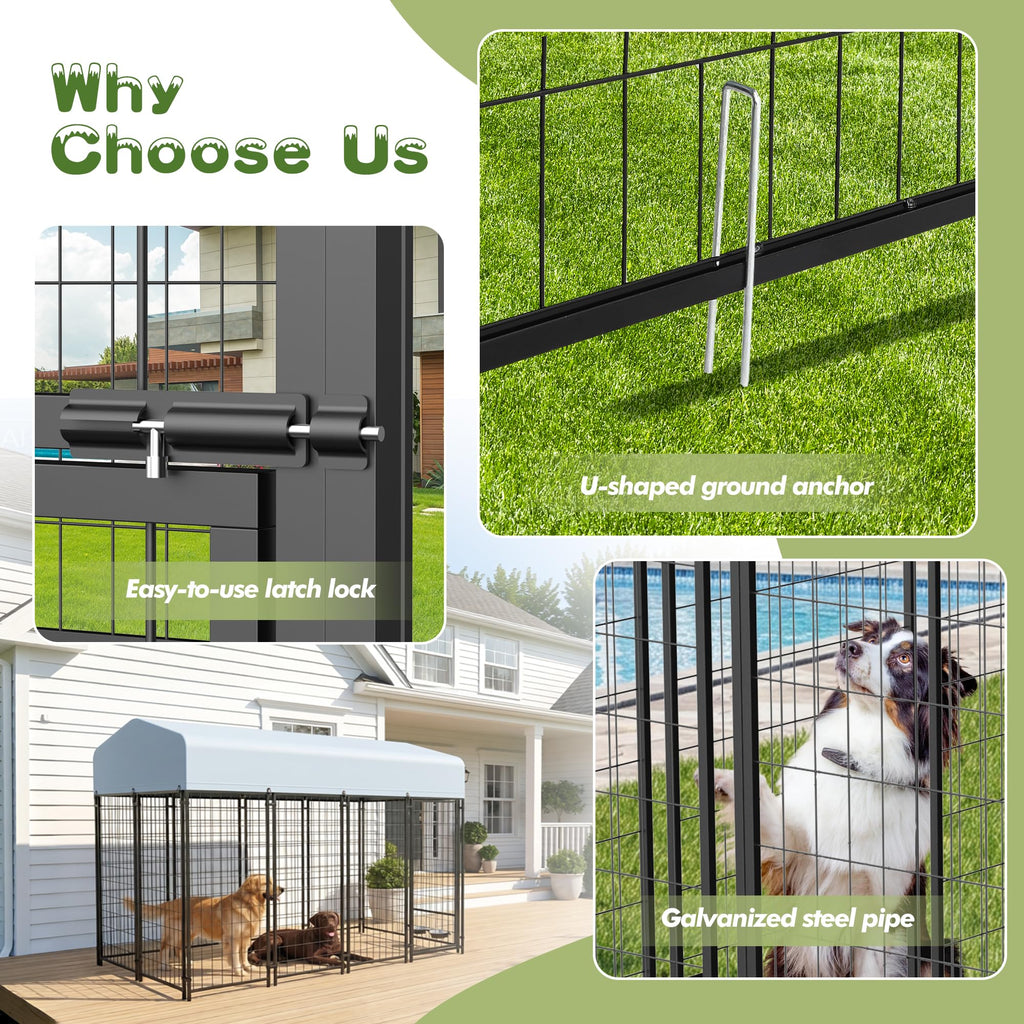 8x4x6 FT Outdoor Dog Kennel with Swivel Feeder T3423