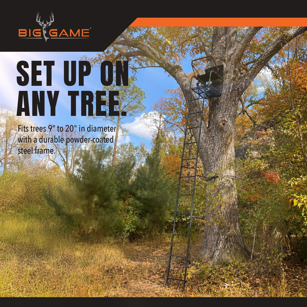 Deer Hunting Ladder Tree Stand with Extra Wide Seat G160