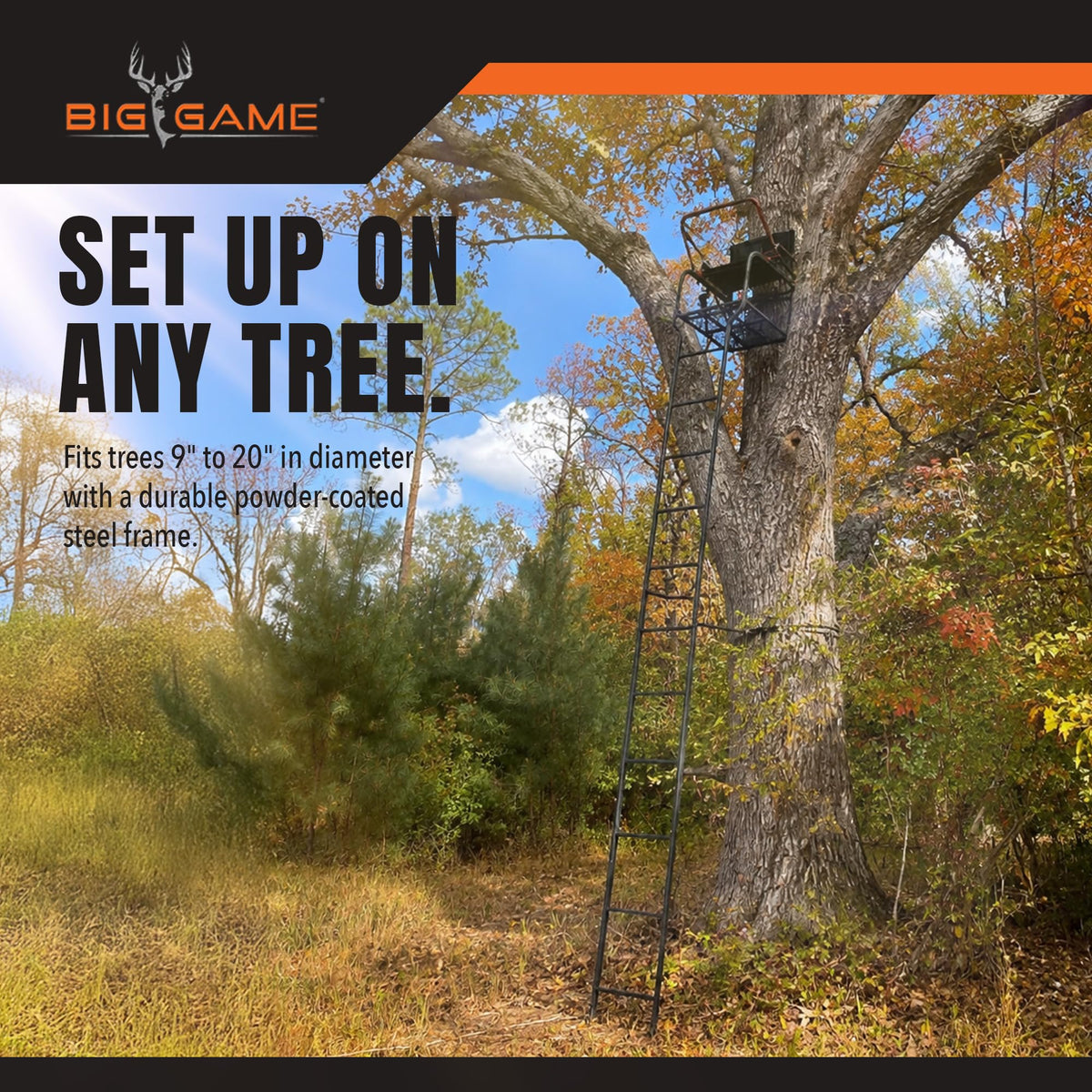 Deer Hunting Ladder Tree Stand with Extra Wide Seat G160