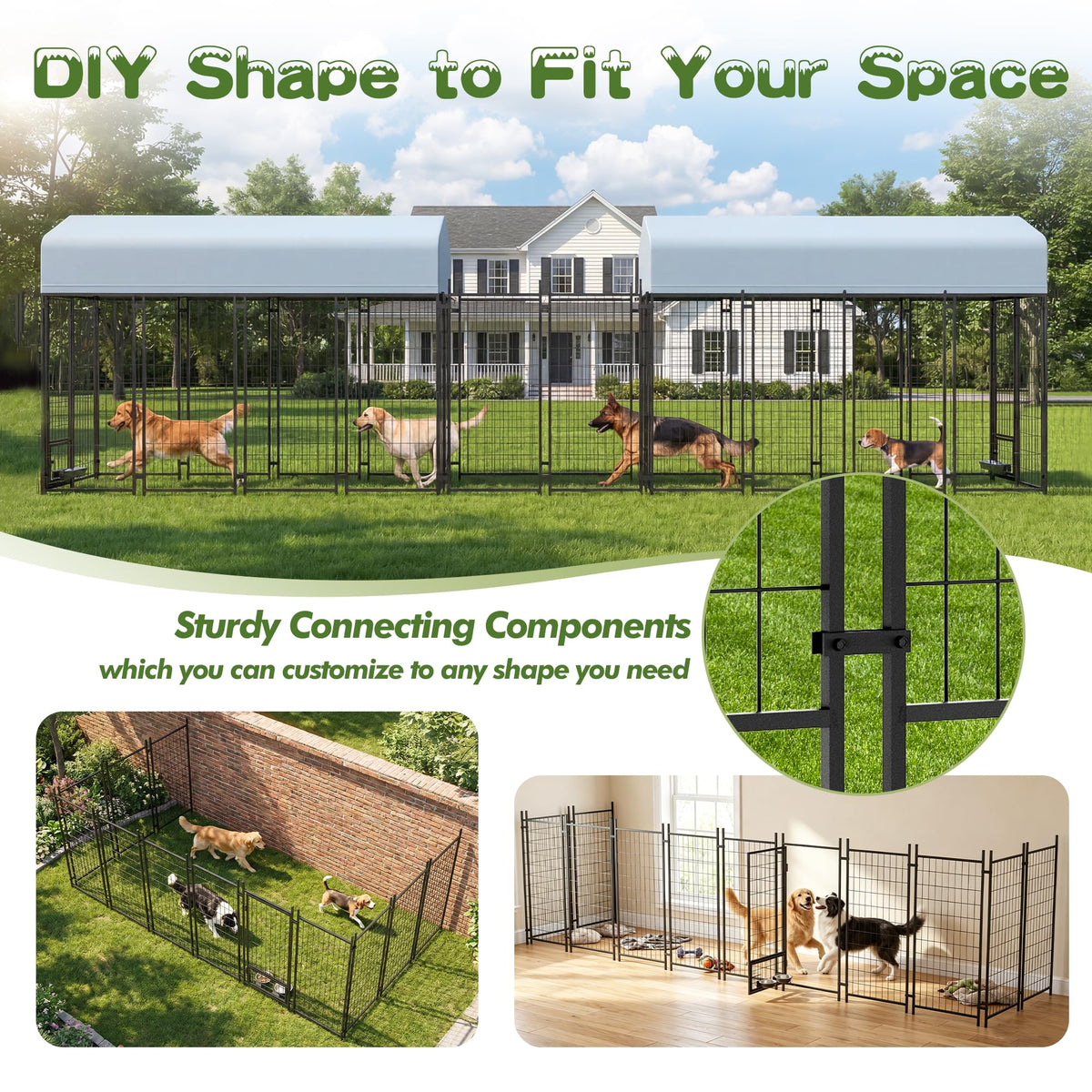 8x4x6 FT Outdoor Dog Kennel with Swivel Feeder T3423