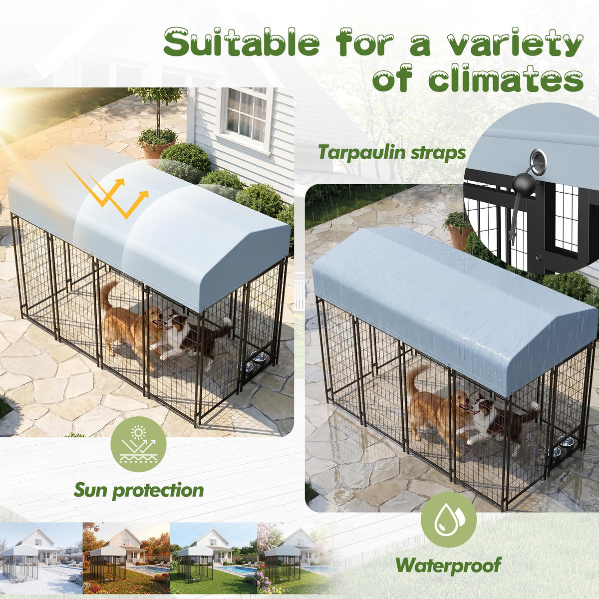 8x4x6 FT Outdoor Dog Kennel with Swivel Feeder T3423