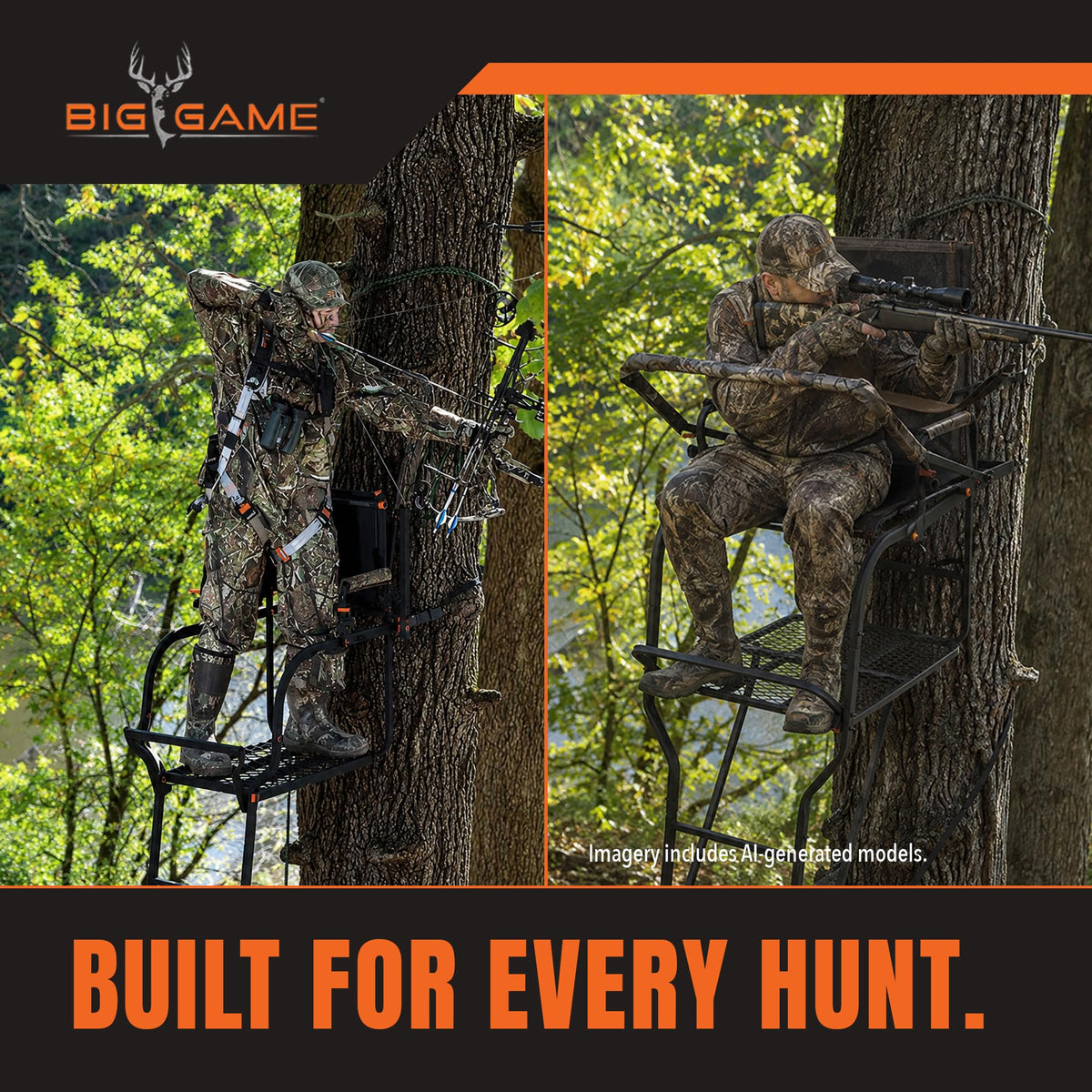 Deer Hunting Ladder Tree Stand with Extra Wide Seat G160