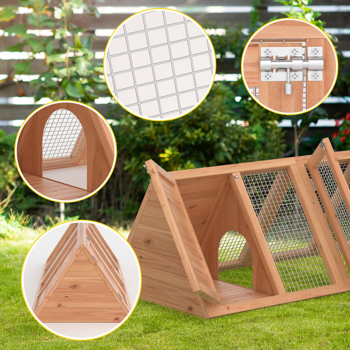 A-Frame Rabbit Hutch with Run Cage U8908